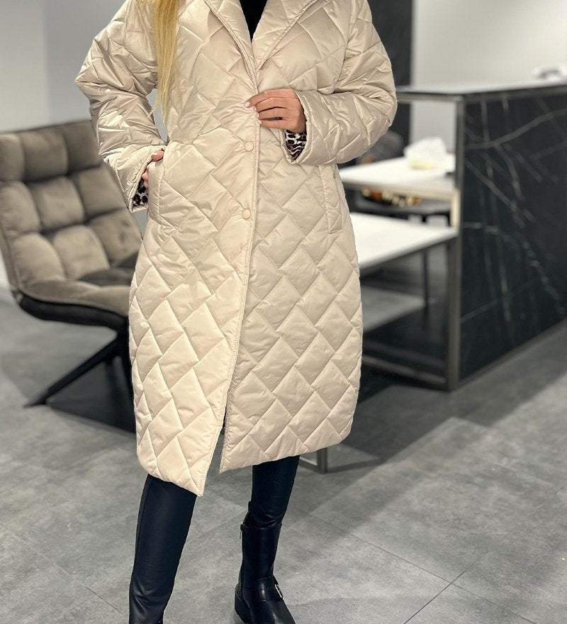 Diasy - Manteau Mi-Long Chic en Coton à Rever