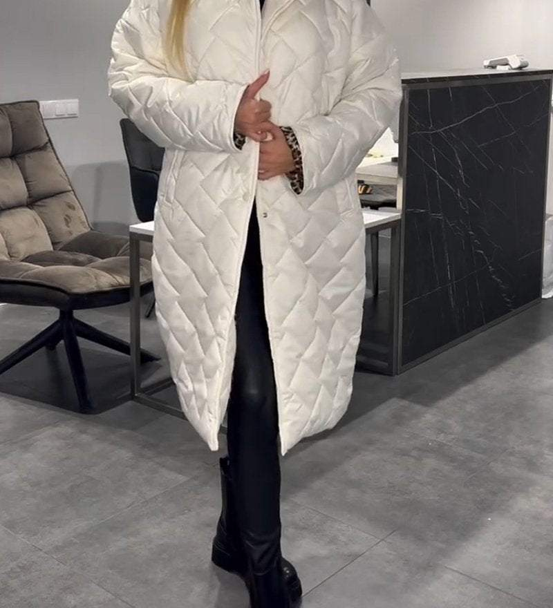 Diasy - Manteau Mi-Long Chic en Coton à Rever