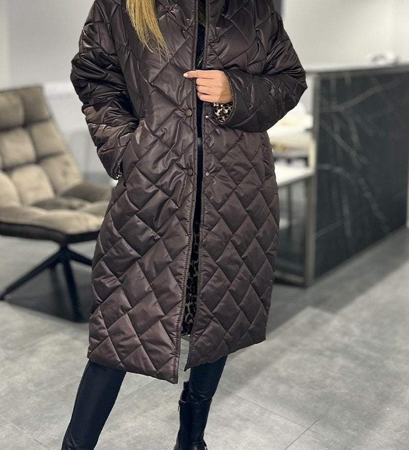 Diasy - Manteau Mi-Long Chic en Coton à Rever