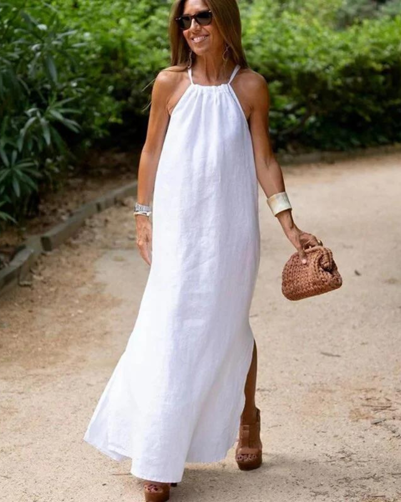 Down The Cove – Robe Longue Élégante en Lin Mélangé