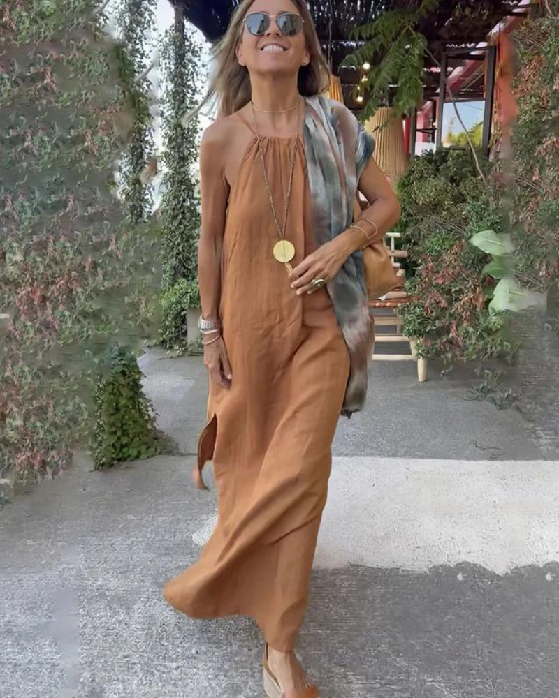 Down The Cove – Robe Longue Élégante en Lin Mélangé