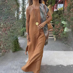 Down The Cove – Robe Longue Élégante en Lin Mélangé