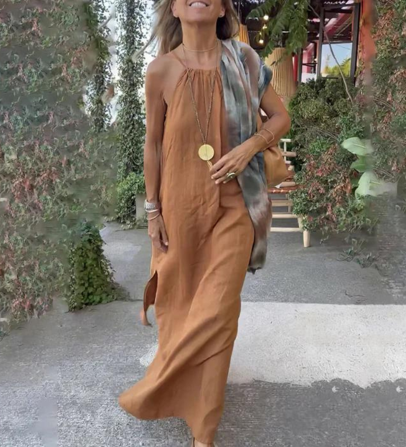 Down The Cove – Robe Longue Élégante en Lin Mélangé