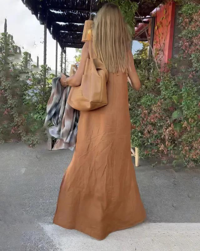 Down The Cove – Robe Longue Élégante en Lin Mélangé