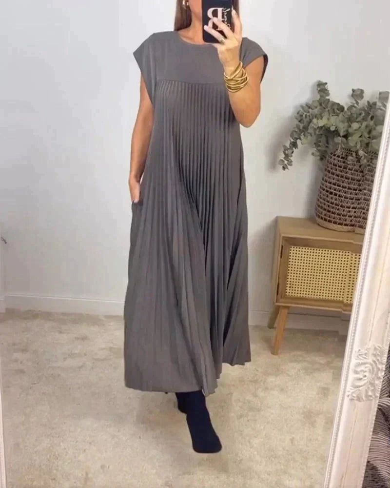Cira - Robe Plissée Élégante Sans Manches
