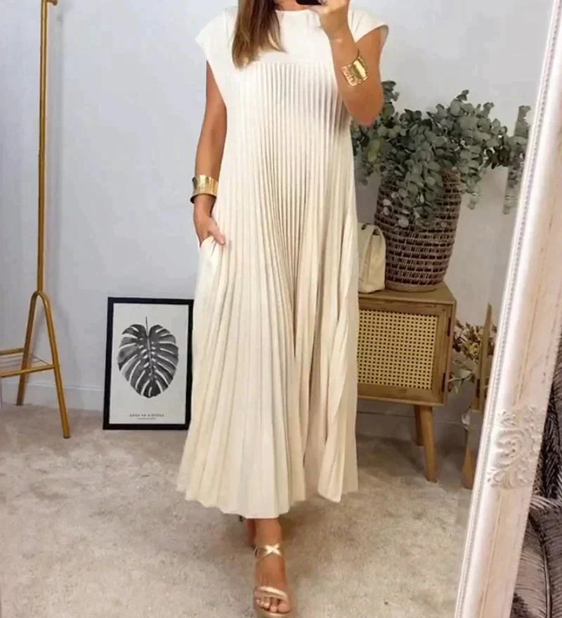 Cira - Robe Plissée Élégante Sans Manches