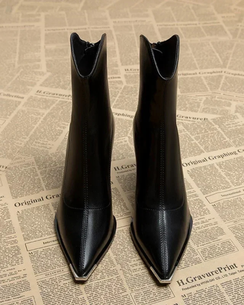 Liona - Bottines Pour Femmes Chelsea Chic à Bout Métallisé