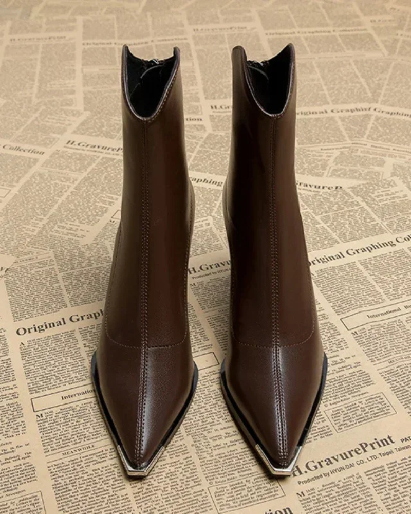 Liona - Bottines Pour Femmes Chelsea Chic à Bout Métallisé