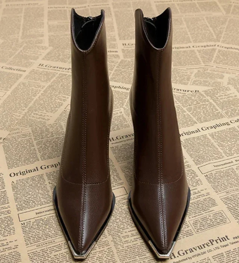 Liona - Bottines Pour Femmes Chelsea Chic à Bout Métallisé