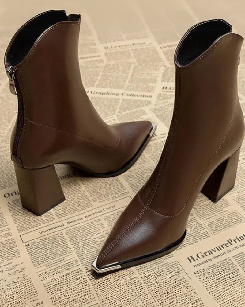 Liona - Bottines Pour Femmes Chelsea Chic à Bout Métallisé