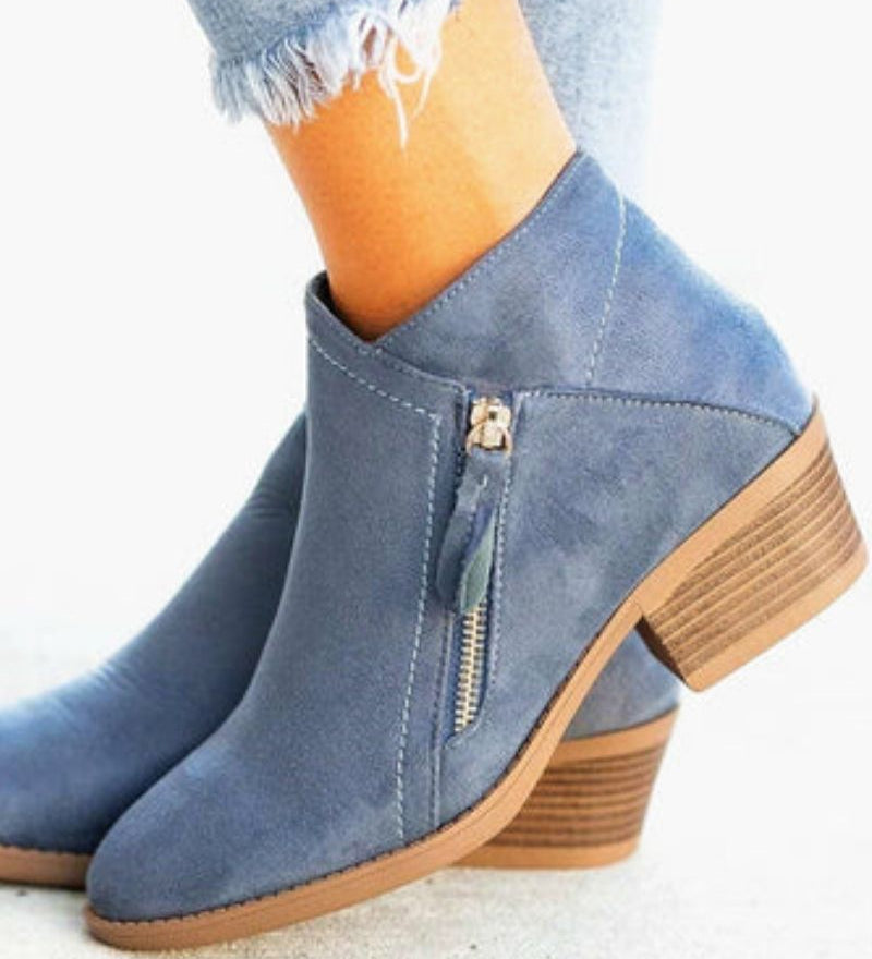 Loria - Bottes Longues en Daim à Talon Bloc