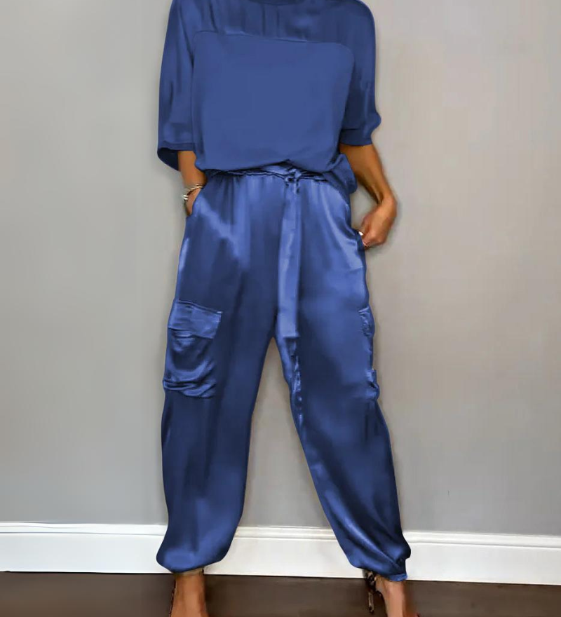 Luma - Ensemble Satiné Raffiné à Manches Mi-Longues