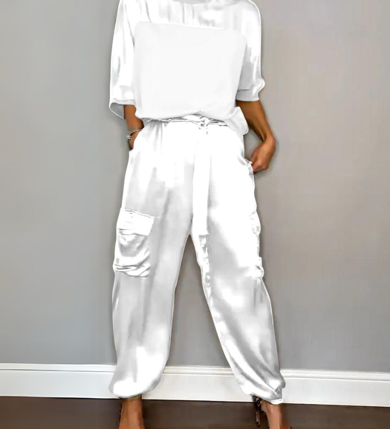 Luma - Ensemble Satiné Raffiné à Manches Mi-Longues