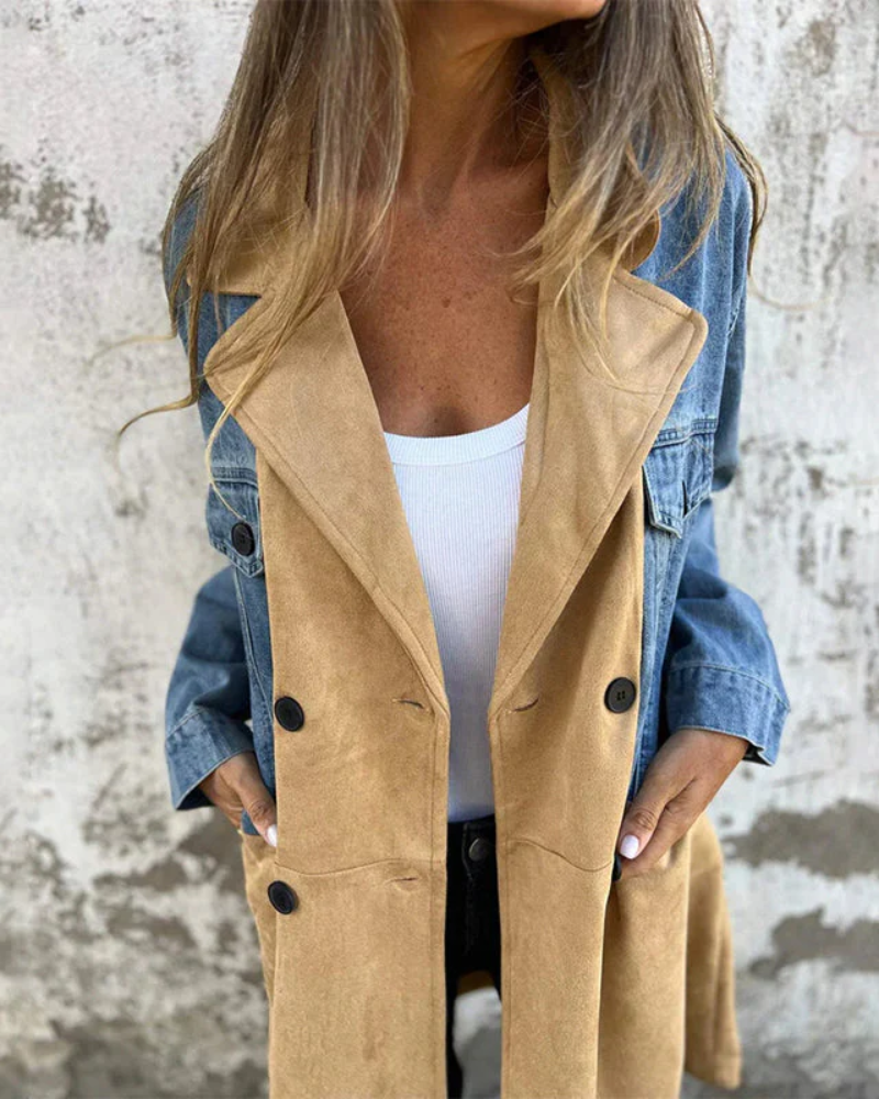 Marites – Manteau Iconique en Denim et Daim