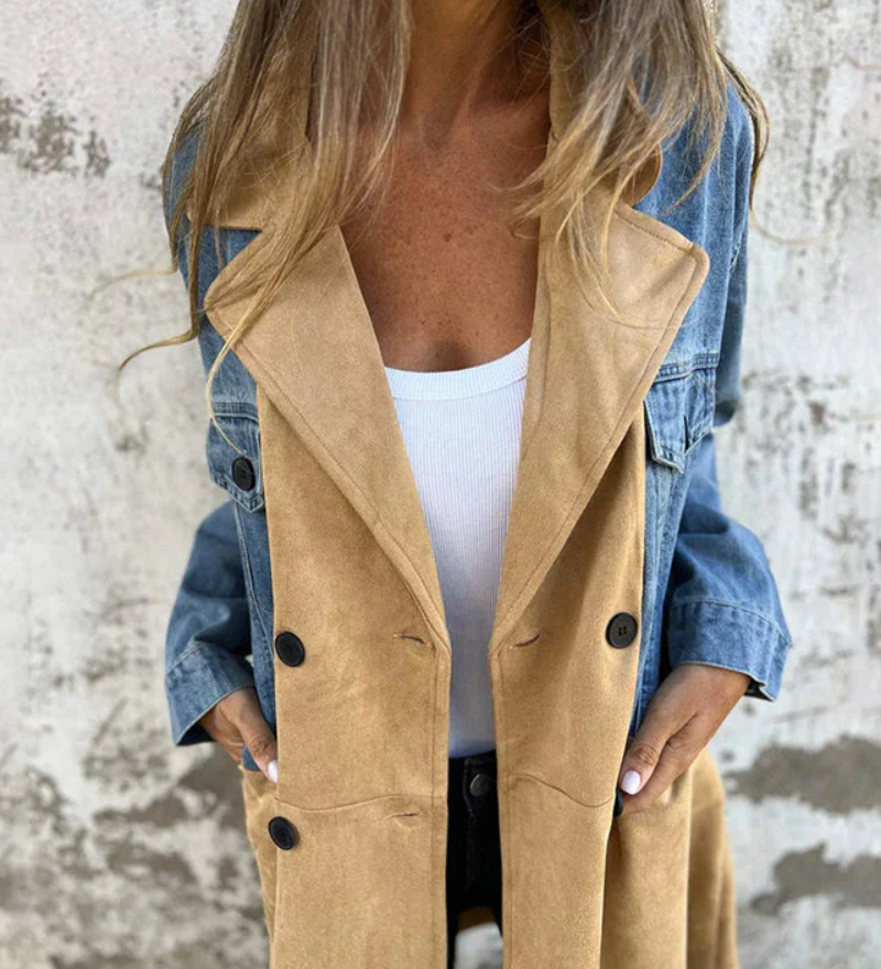 Marites – Manteau Iconique en Denim et Daim