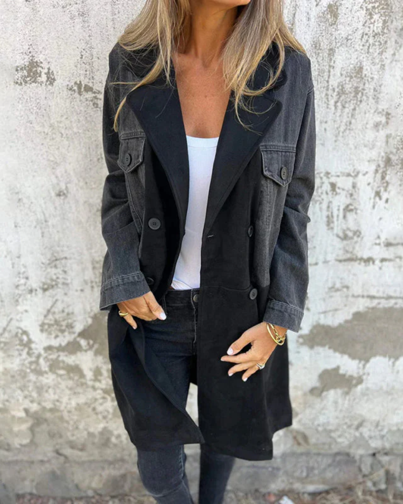 Marites – Manteau Iconique en Denim et Daim