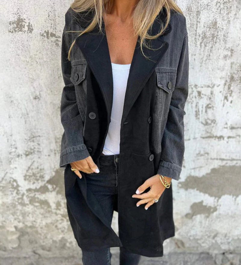 Marites – Manteau Iconique en Denim et Daim