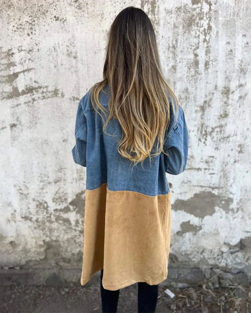 Marites – Manteau Iconique en Denim et Daim