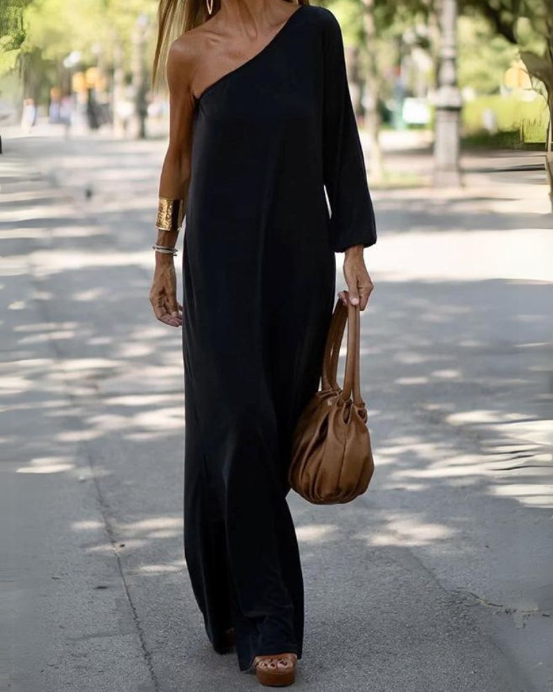 Marye - Robe Longue Asymétrique Élégante à Épaule Unique