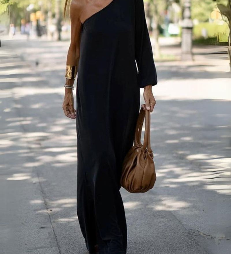 Marye - Robe Longue Asymétrique Élégante à Épaule Unique