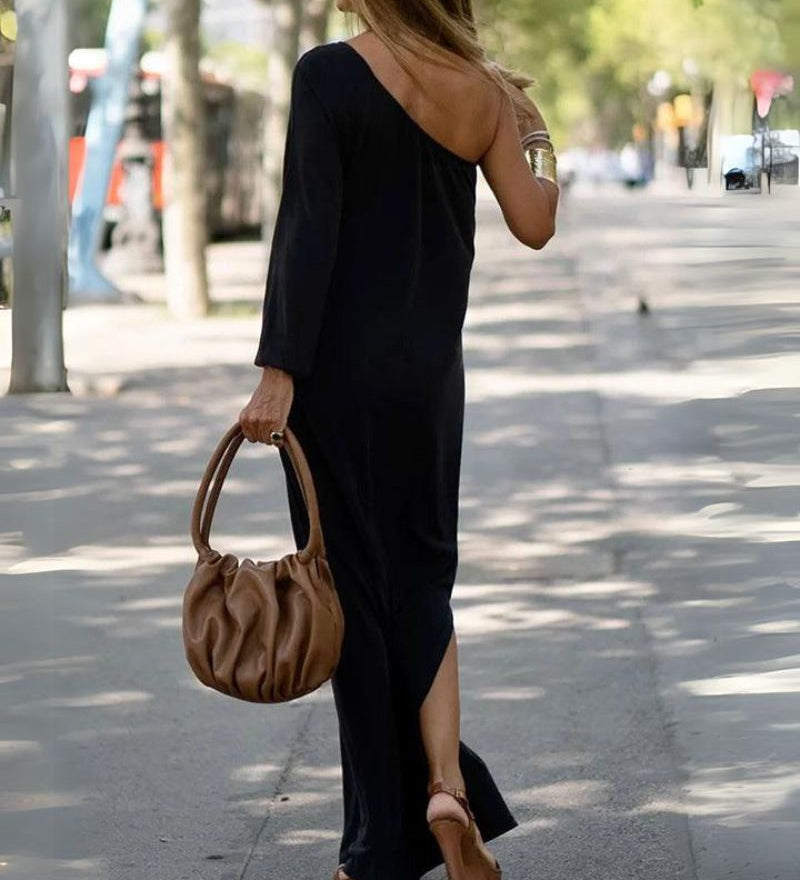 Marye - Robe Longue Asymétrique Élégante à Épaule Unique