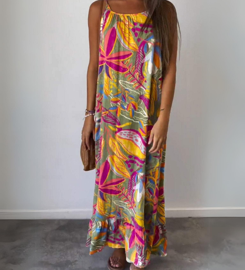 Merina – Robe Longue Imprimée Élégante et Légère