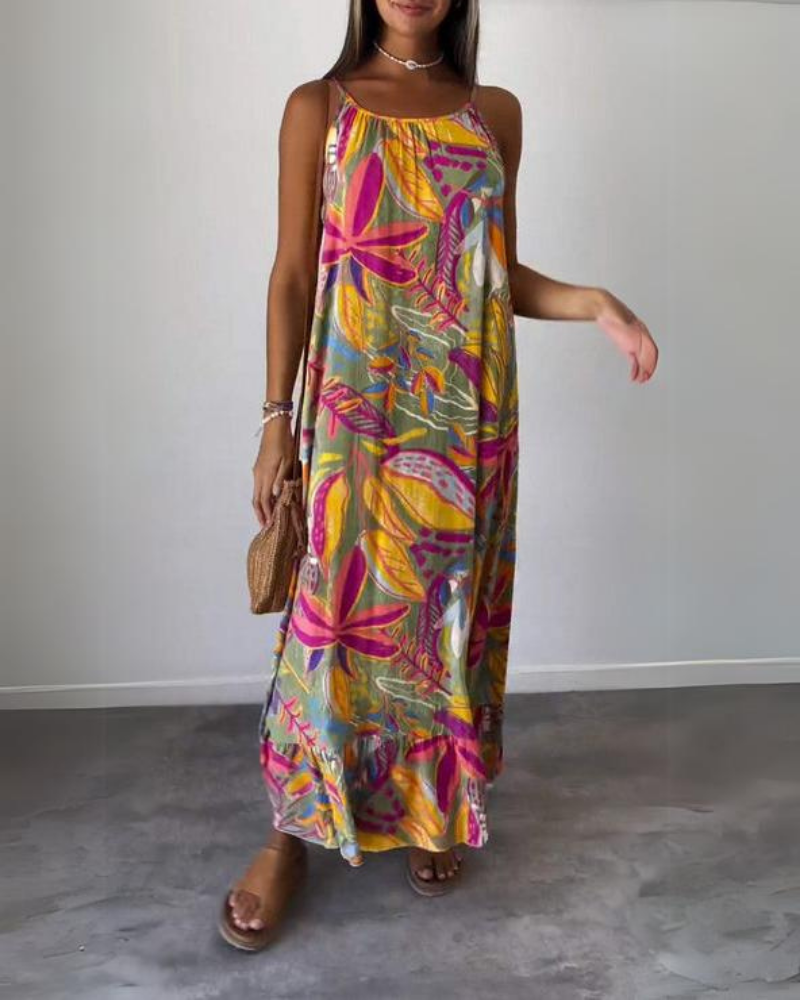 Merina – Robe Longue Imprimée Élégante et Légère