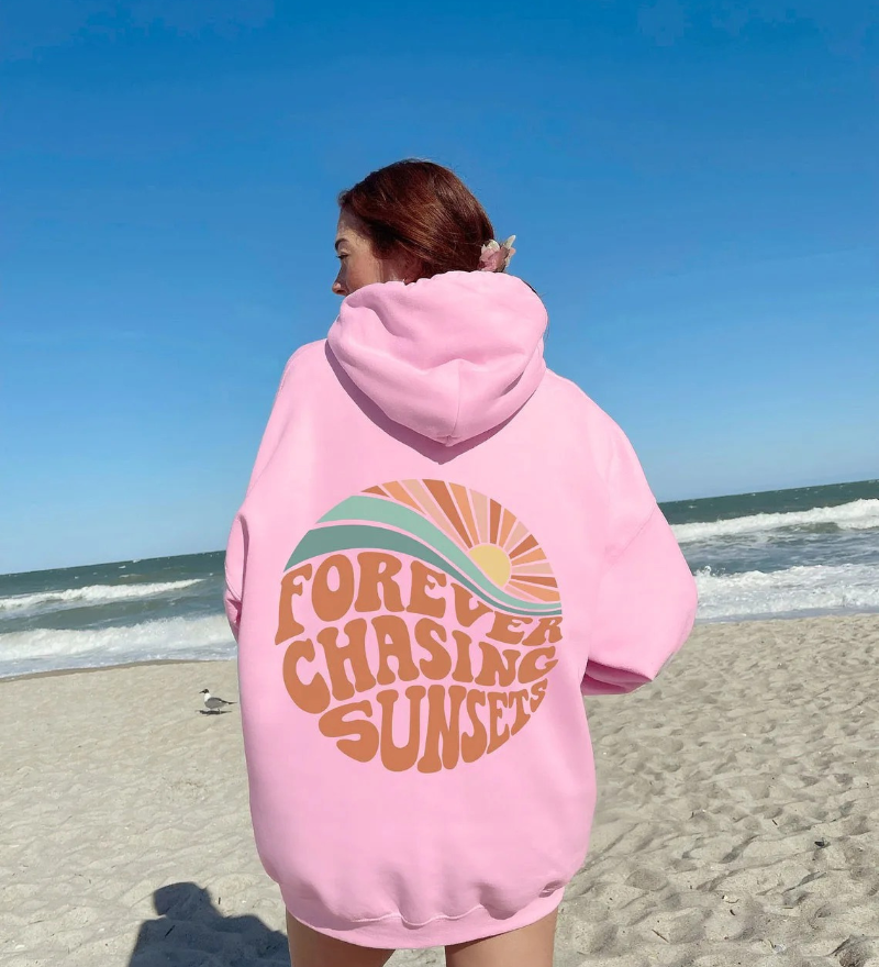 Kira - Sweat À Capuche Élégant "Forever Chasing Sunsets"