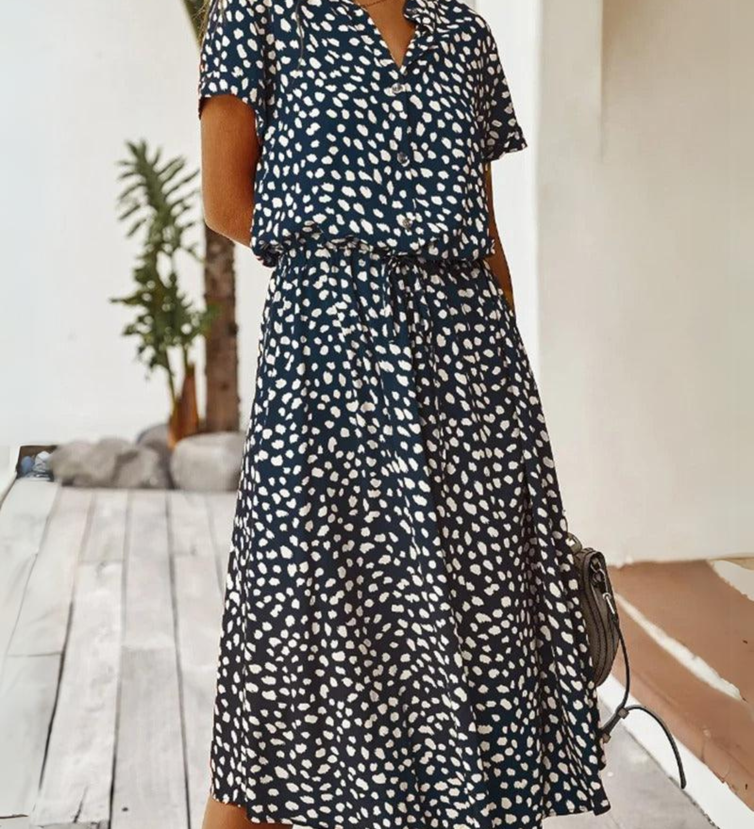 Maya - Robe Midi Vintage À Manches Courtes