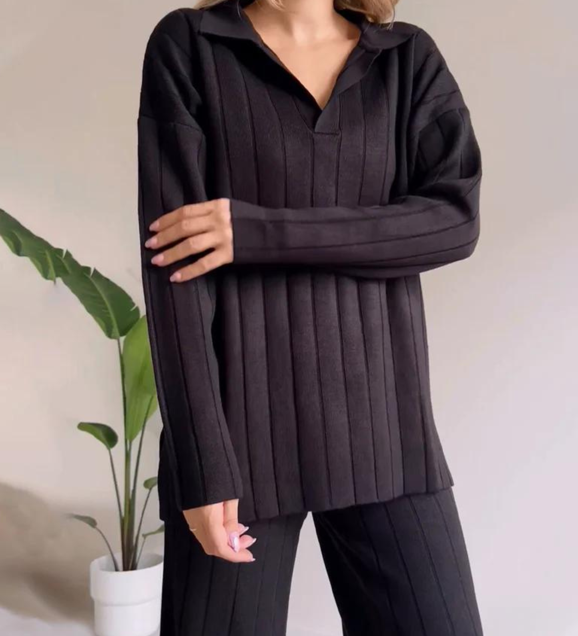 Navone - Rayure De Fosse Élégante Ensemble Deux Pièces