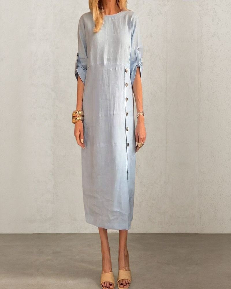 Saroma – Robe Midi En Coton Et Lin