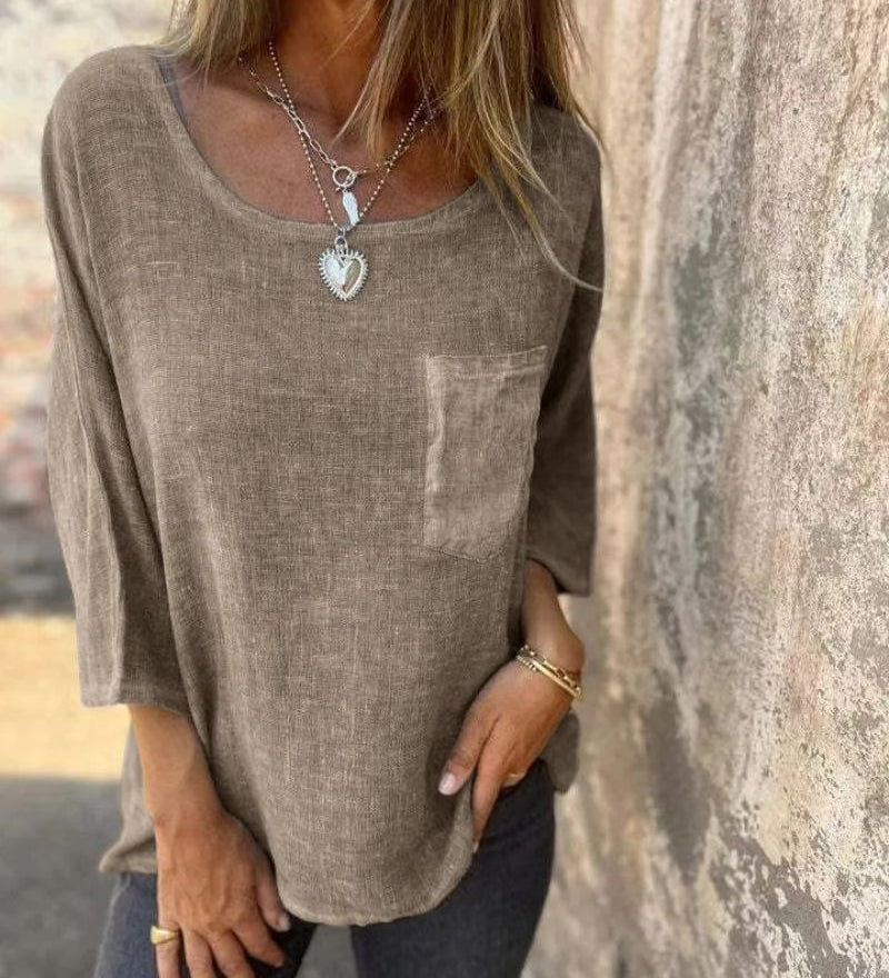 Cemagi - T-Shirt Décontracté En Coton Et Lin