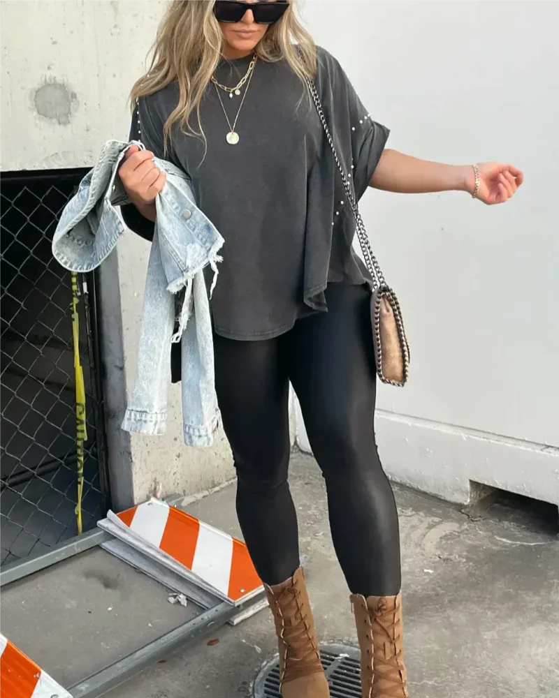 T-Shirt Oversize À Clavettes