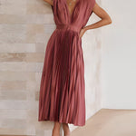 Elena - Robe Midi Plissée Élégante Sans Manches